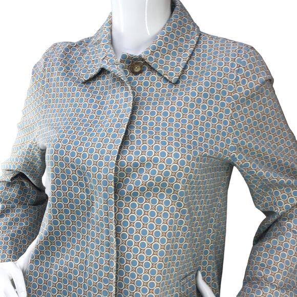 Boden Womens Size 10 Overcoat Mid Length Rain Jacket Coated Cotton Circles - Picture 2 of 16